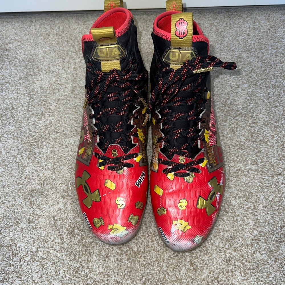 Under Armour Spotlight MC LE Jackpot Football Cleats Men's Size‎ 10.5 Red Gold